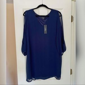 Lulu’s Shifting Dears Navy Blue Long Sleeve Dress